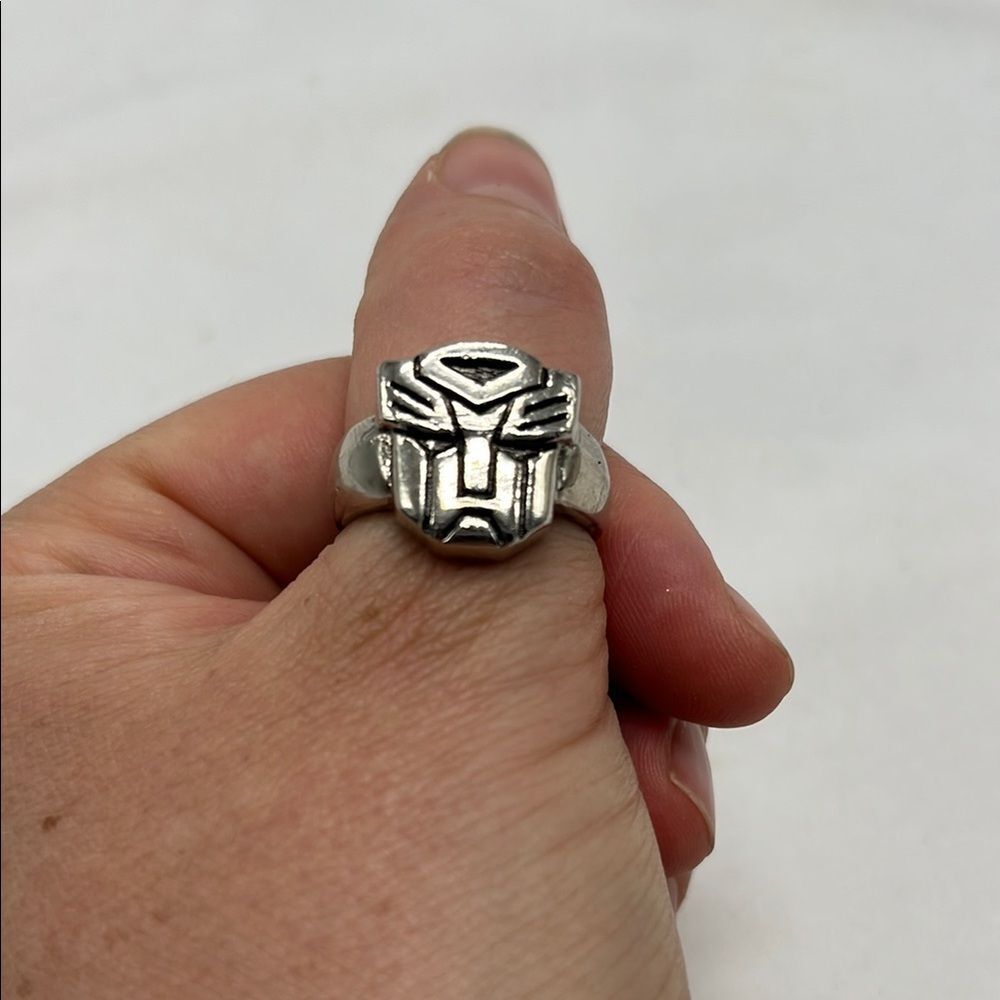 Silver Toned Decepticon Transformers Ring